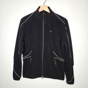 KJUS Fleece Jacket Womens XL Black Mid Layer Full Zip Lightweight Pockets